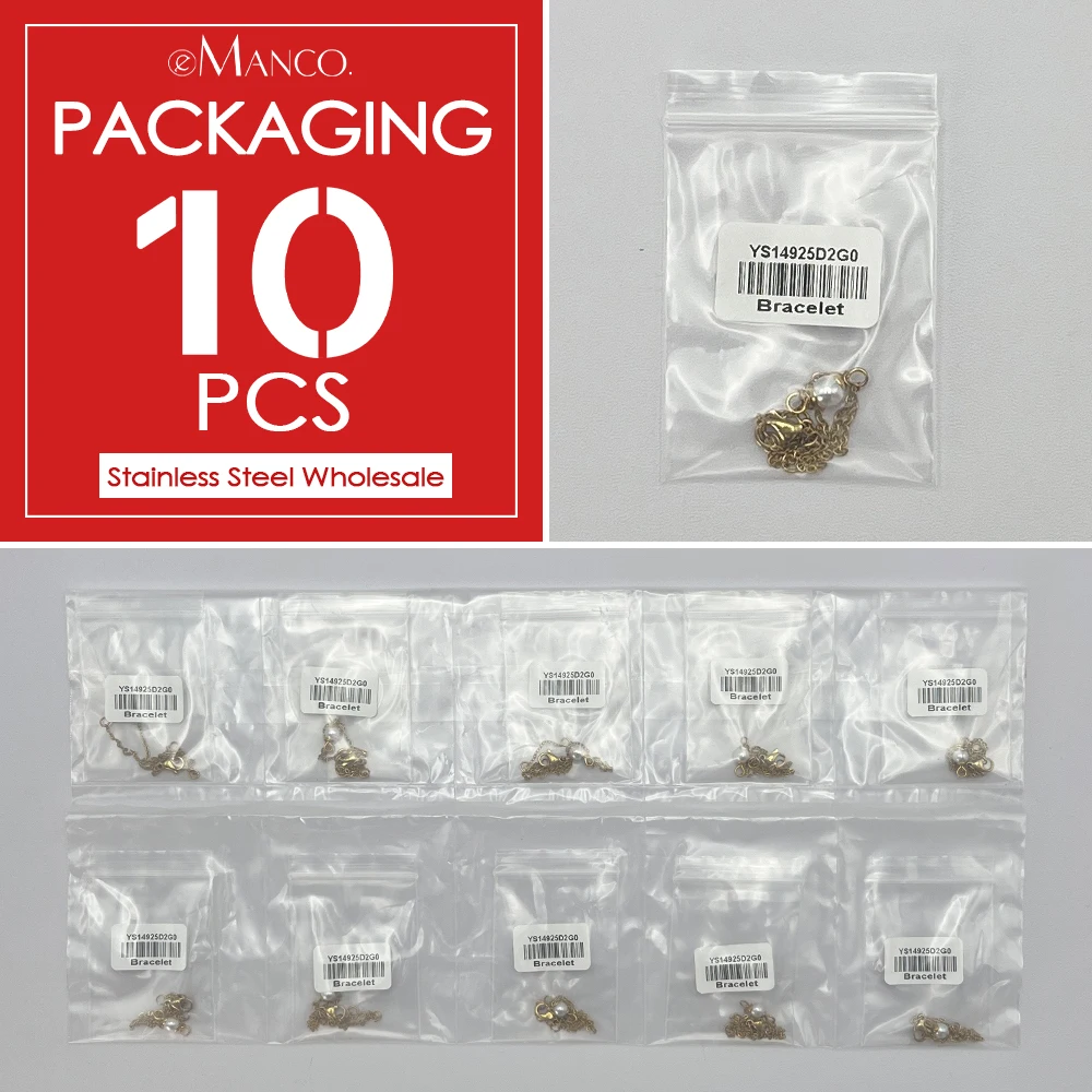EManco10PCs 여성용 스테인리스 스틸 모조 진주 팔찌, 여성 매력 팔찌, 수제 미니멀리즘 주얼리, 인기 판매