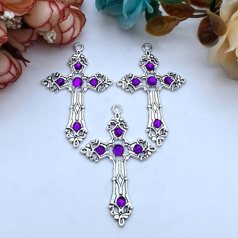 5 stücke 55x36mm gotische kreuz punkt diamant legierung tibet drop ohrringe antike schmuck machen diy handgemachte schmuck