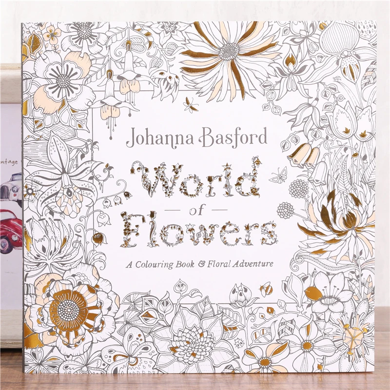 80-Pages-25-25cm-World-of-Flowers-Coloring-Book-Secret-Garden-Floral ...