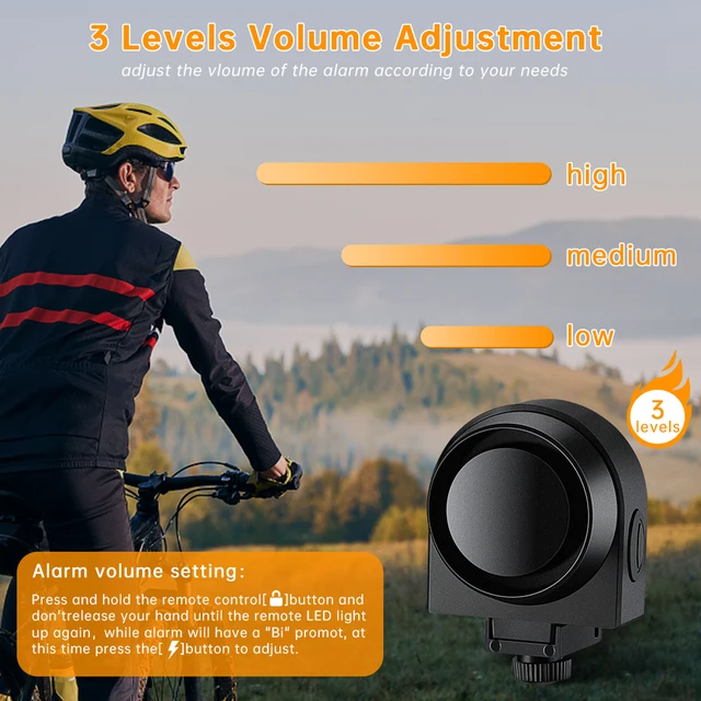 WSDCAM Bicycle Alarm Vibration Alarm Waterproof USB Charging Remote Control 110 dB Bike Motorcycle Alarm Security Protection 6