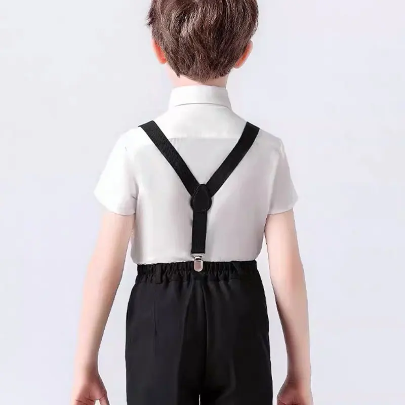 Kids Suspenders Clip Printed Bow tie suit Y-Shape Adjustable and Bow Tie Set for Christmas Party Costume Dress 2Pcs