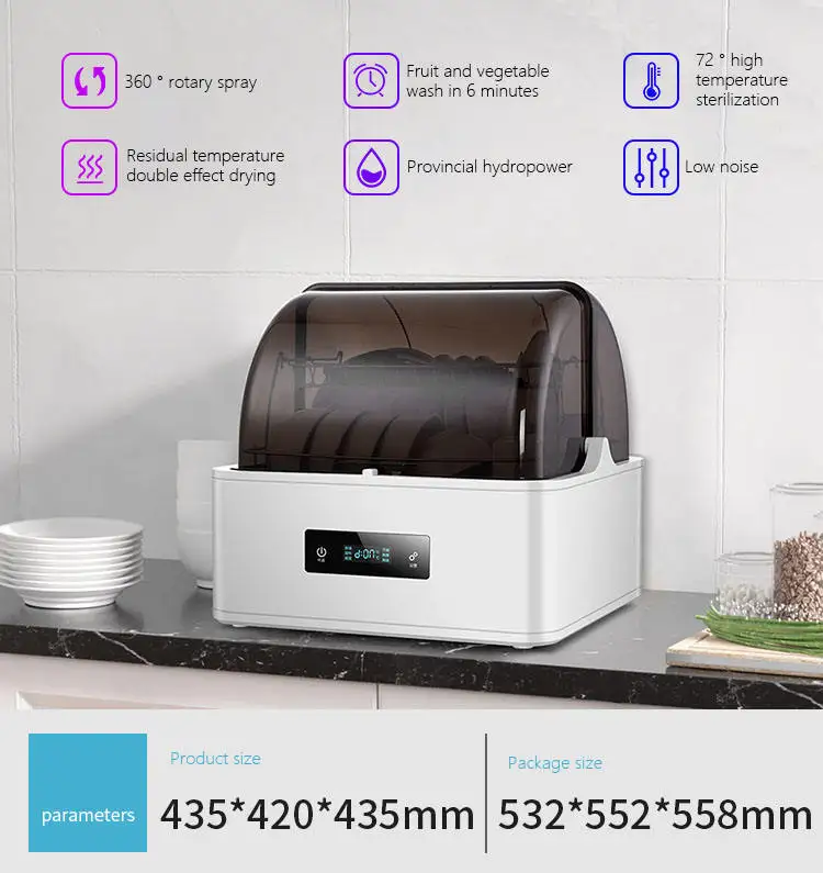Desktop Drying and Disinfection Integrated Mini Automatic Installation 4 Sets Mini Dishwasher 5