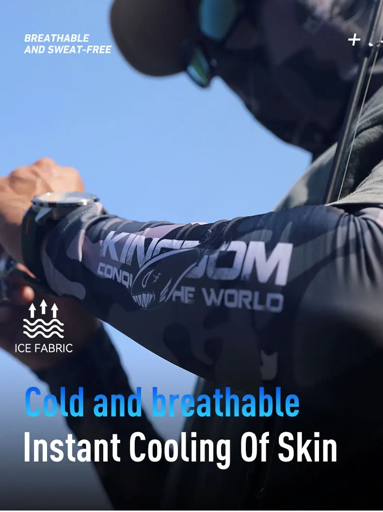 Description Picture 4 of itemKingdom Outdoor Sport Fishing Sleeves UV Protection Scarf Ice Silk Face Cover Mask Breathable Arm Cover Sleeves Cycling Sport