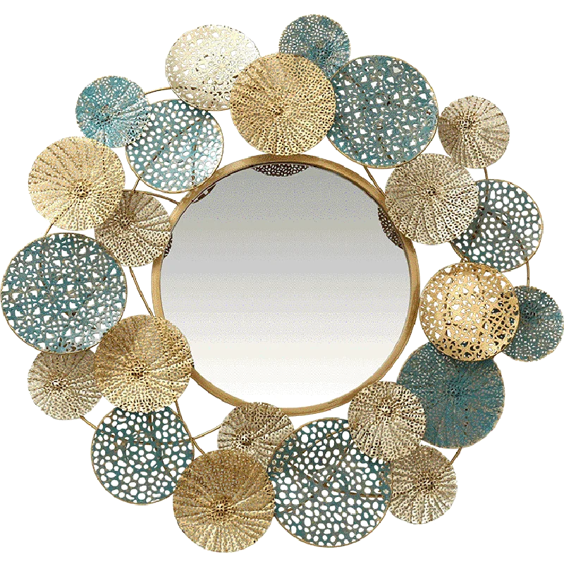 

Creative Three-Dimensional Wrought Iron Wall Decoration Mirror Porch Background Wall Decoration Wall Hanging Retro Stereo Mirror