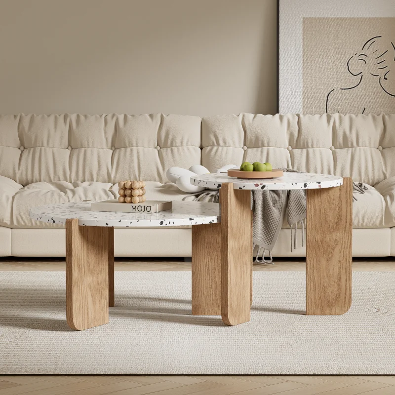 Moderner klappbarer Couchtisch, Beistelltisch, Couchtisch-Set für Wohnzimmer, Sofa-Beistelltisch und Balkon, 2er-Set – Detail 7