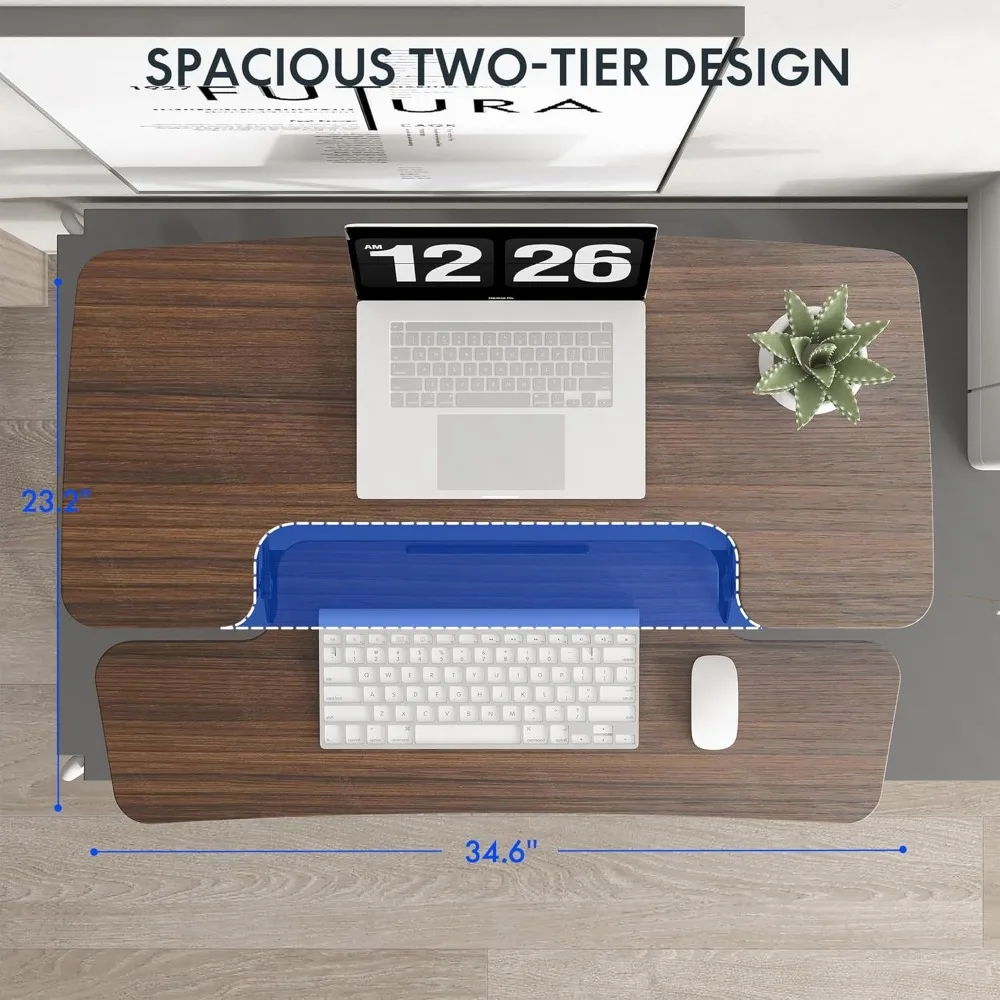 35" Height Adjustable Standing Desk Converter Sit-to-Stand Desk Riser for Home and Office Computer Workstation with  Wide 4