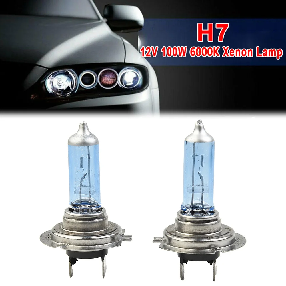 

2pcs White 12V H7 100W 6000K Xenon Lamp Super Bright Halogen Car Headlight Bulbs Working Lamp Lighting & Lamps