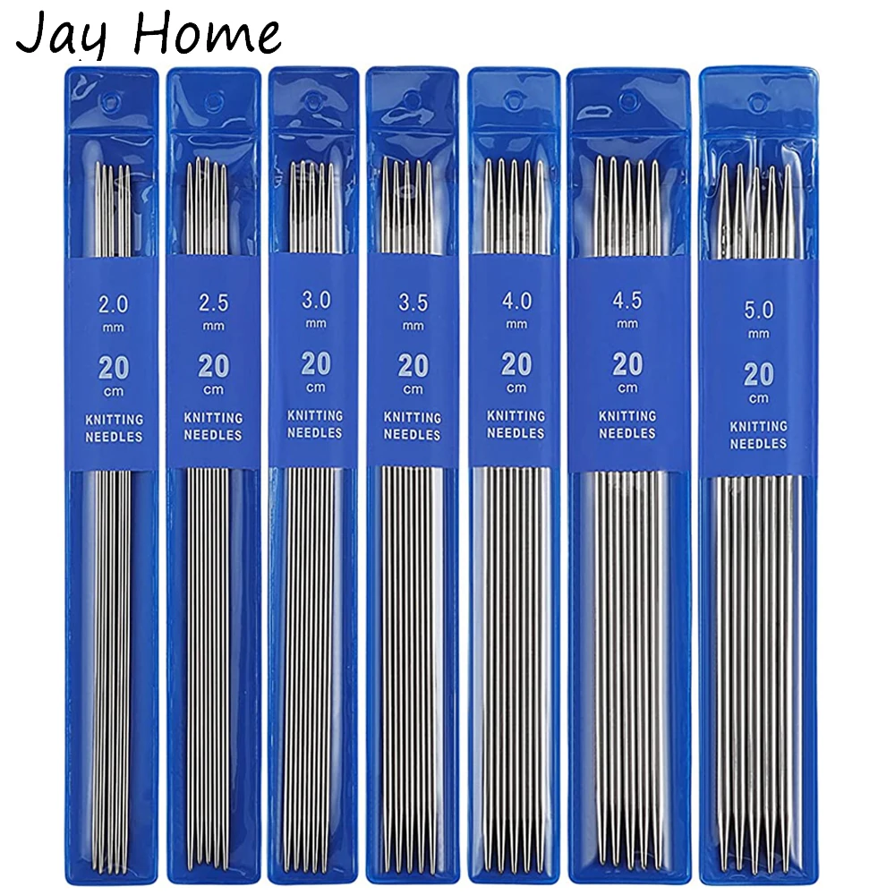 

35PCS Double Pointed Knitting Needles Kit Double Ended Stainless Steel Needles 2.0 to 5.0mm Knitting Pins Set DIY Sweater Needle