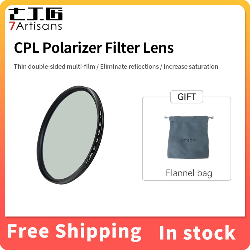 

7artisans Polarizer Filter 46-82mm 18 Layer Multi Resistant Circular Polarizing Filter(CPL) with HD Optical Glass/Reduce Glare