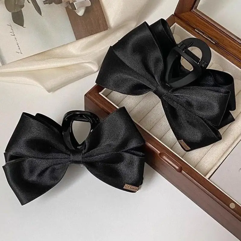 ☂ Elegante fermaglio per capelli francese con fiocco nero, clip a becco d'anatra per donna e ragazza, accessorio moda per l'acconciatura. - immagine 6