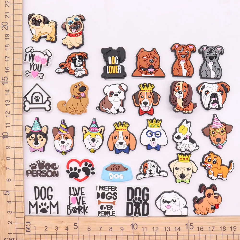 1pcs Dog Mom Dad Shiba Inu Shoes Decorations PVC Lovely Dogs Animal Shoe Buckles Accessory Fit Birthday Gifts