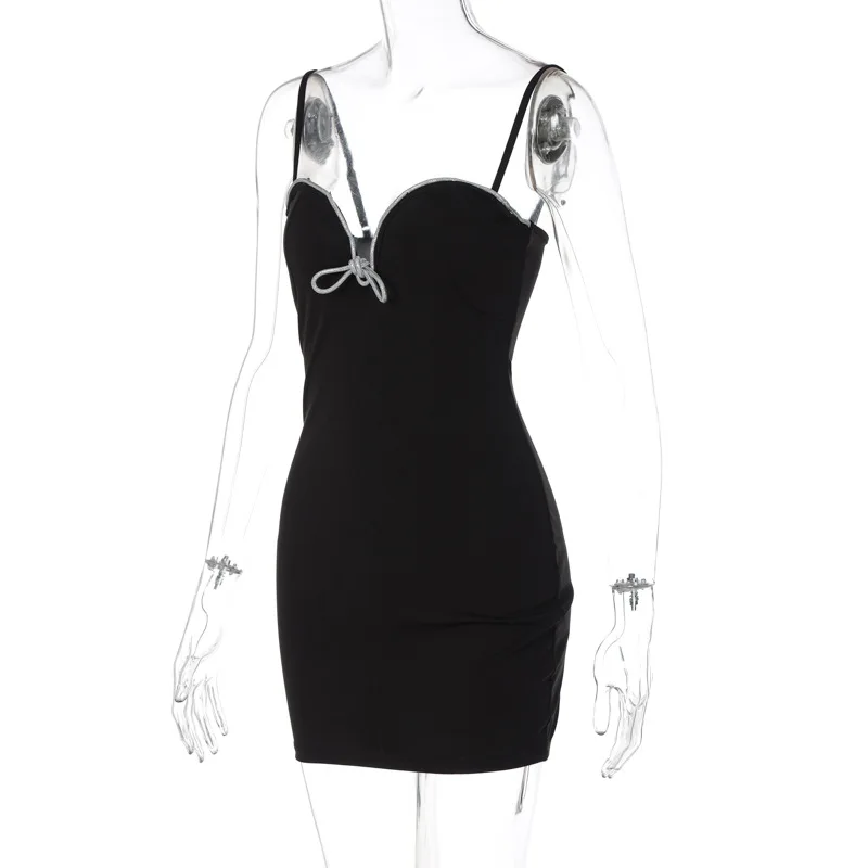 Vestido mini ajustado con cuerda plateada para mujer, vestido veraniego ajustado con escote en V profundo y cintura alta, vestidos sexis de fiesta para mujer, vestidos de verano para chicas atractivas.