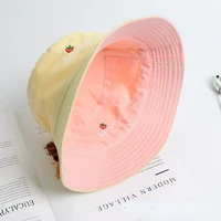 Two-sided Casual Embroidery Bucket Hats for Woman Lovely Embroidery Strawberry Four Seasons Outdoor Travel Decorative Sun Hats 4