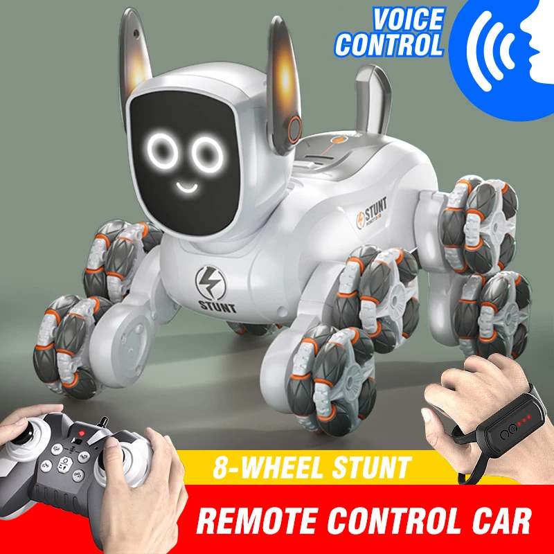 Jjrc Rc Dog per bambini Voce intelligente Cucciolo meccanico Controllo dei gesti Stunt Robot Deformazione Auto Regalo di compleanno per bambini
