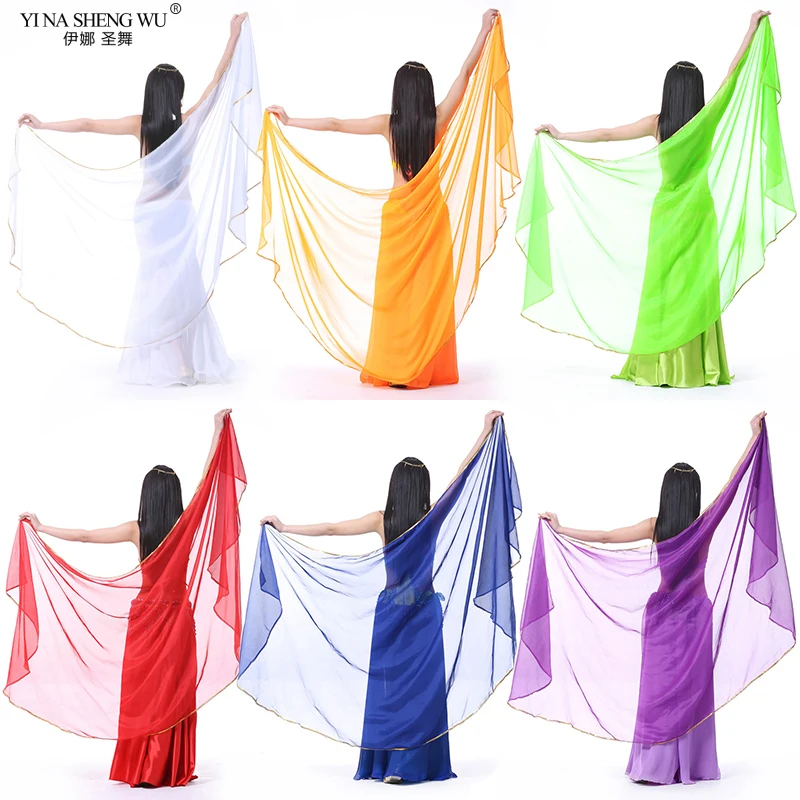 

Belly Dance Chiffon Veil Semi-circular Gauze Dance Performance Clothing Accessories Belly Dancer Gauze Veil Chiffon 250*120cm