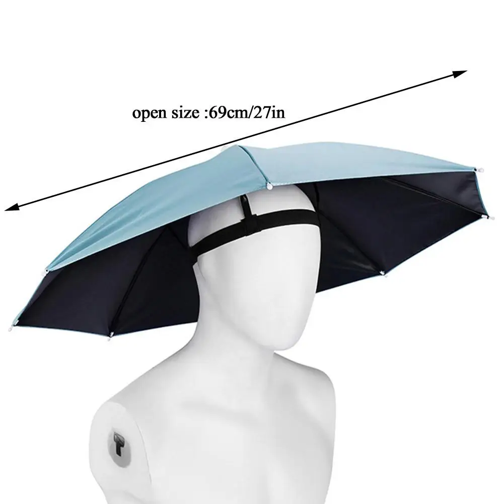 Portable Rain Hat Fishing Umbrella Sun Shade Camping Beach Headwear