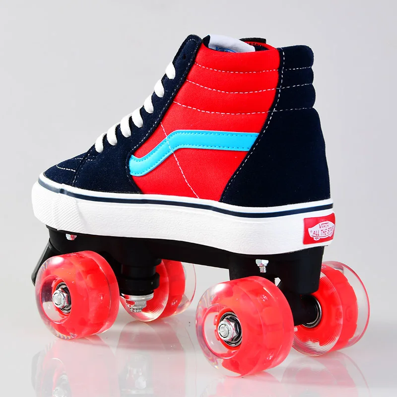 Children's Quad Skating Double Row Roller Skates, Unisex Canvas Shoes  Patines for Kids, Beginners, 2 Line, 4 Flash Wheels - AliExpress