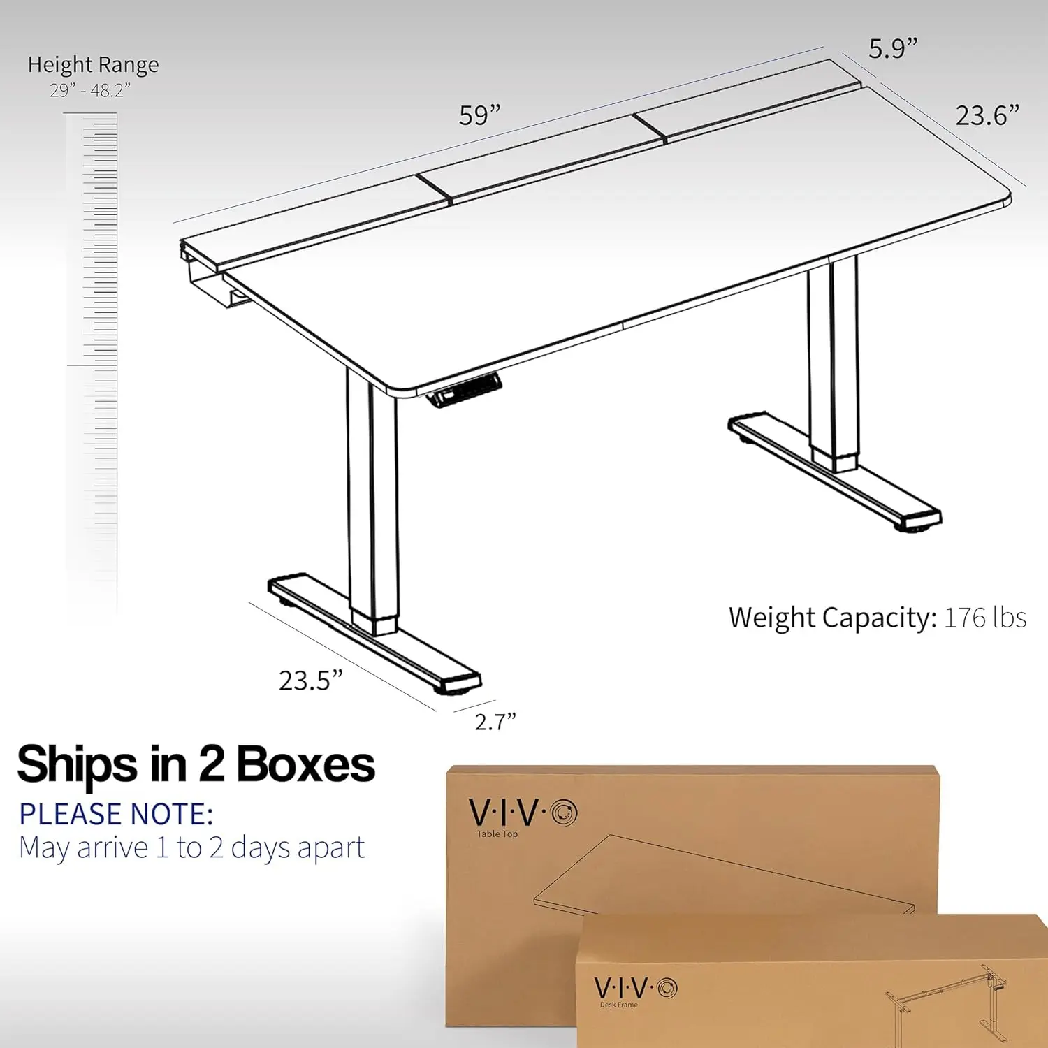Electric 60 x 30 inch Standing Desk Workstation with Concealed Cable Trays and Full-Size Mouse Pad, Memory Controller Heigh 3