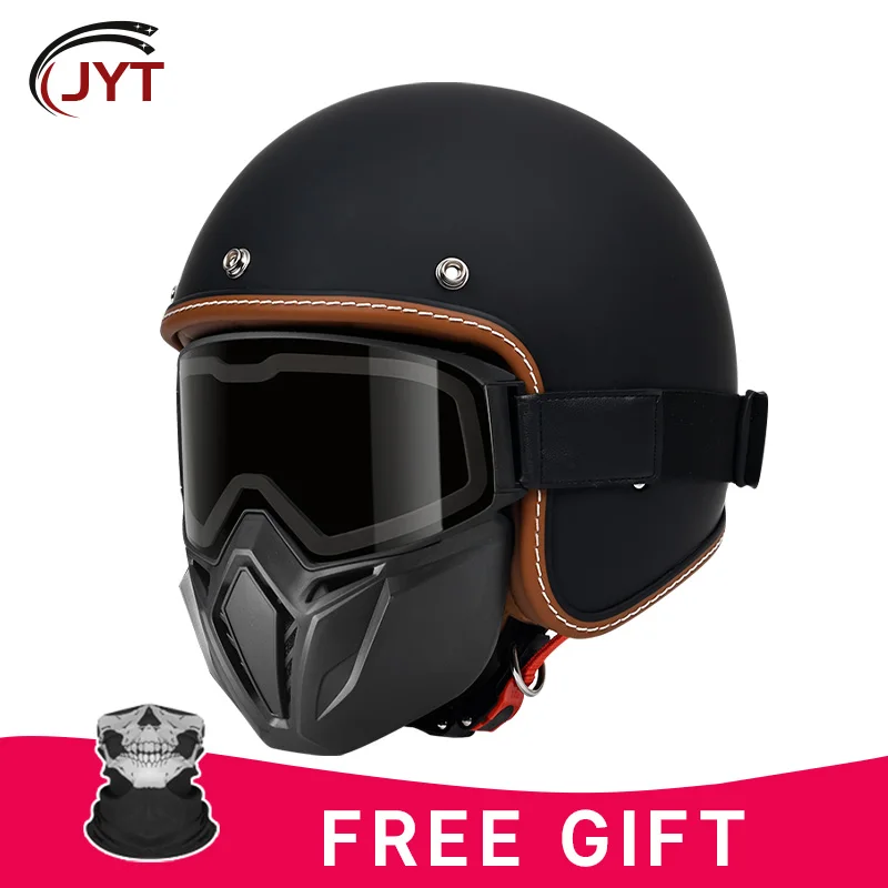 

DOT Approved Fiberglass Open Face Helmet Fiber Glass Jet Helmets for Men Free Shipping 3/4 Ultra Light FRP Motorcycle Safety Cap