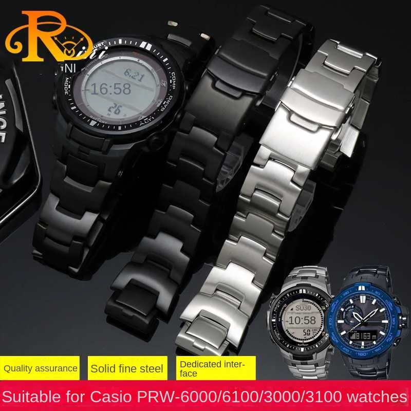 Cinturino Per Orologio In Acciaio Inossidabile Solido Di Alta Qualità Per Casio Protrek Series 3414Prw-3000 \ 3100 \ 6000 \ Cinturino Per Orologio In 