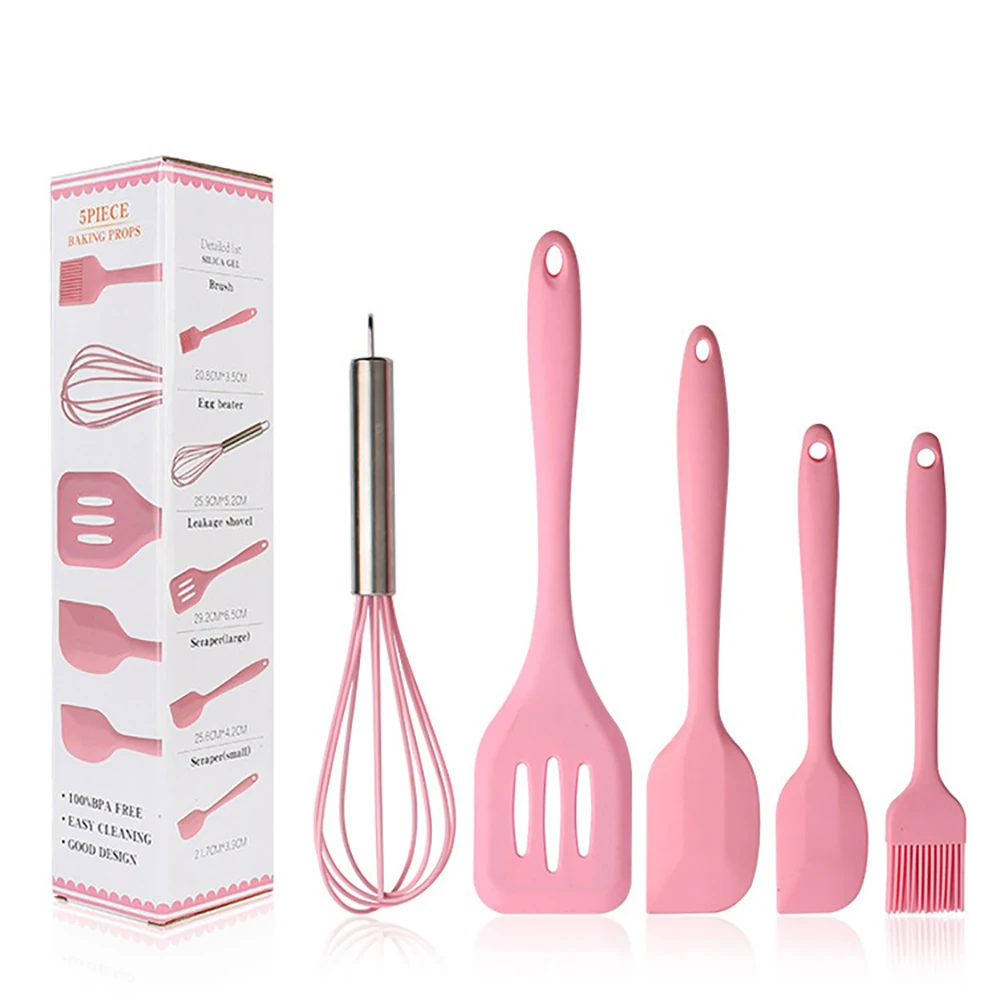 

5PCS/Set Non-Stick Silicone Spatula Heat-Resistant Scraper Oil Brush Egg Whisk for DIY Bakery Kitchen Utensils Cooking Tool