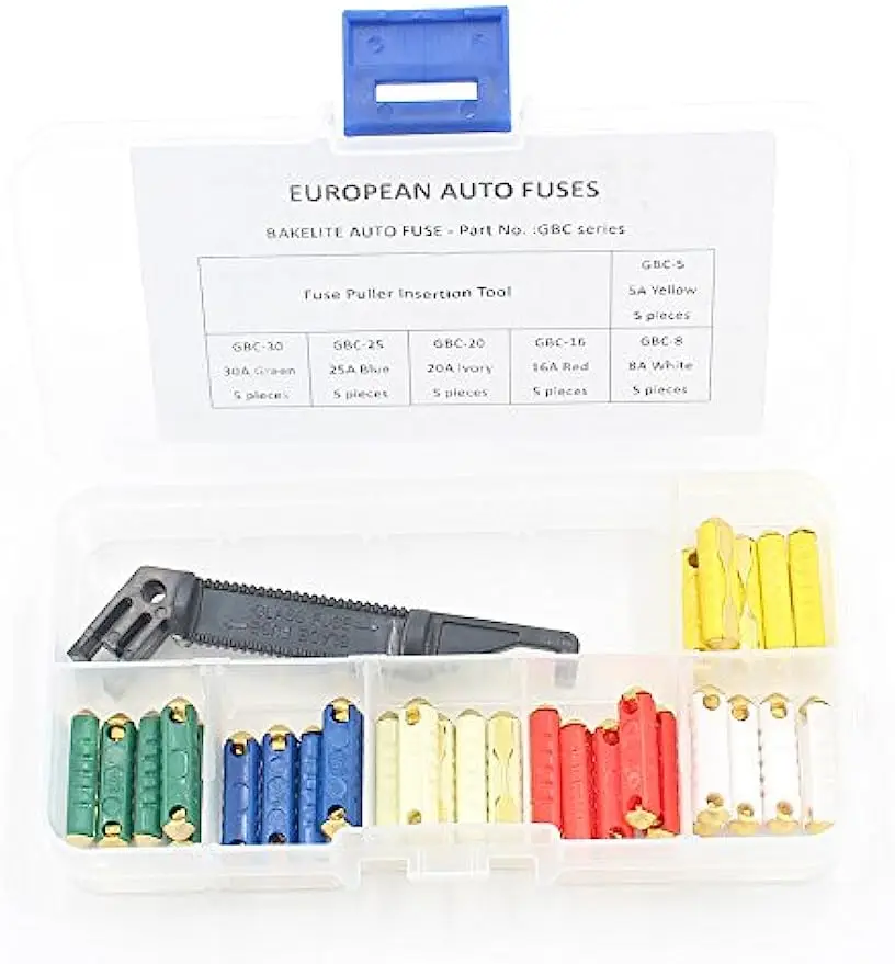 Aukenien Trattore Set Fusibili A Siluro Ceramica Assortiti - 120 Pezzi, 5A-40A, Per Auto E Moto D'Epoca Set Fusibili Ceramica Assortiti