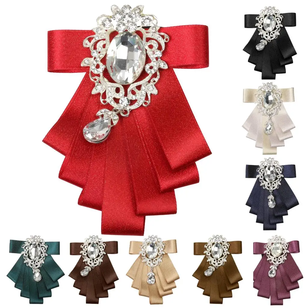 

Men's Bridegroom Formal Bow tie Wedding Ribbon Silk Diamand Neck