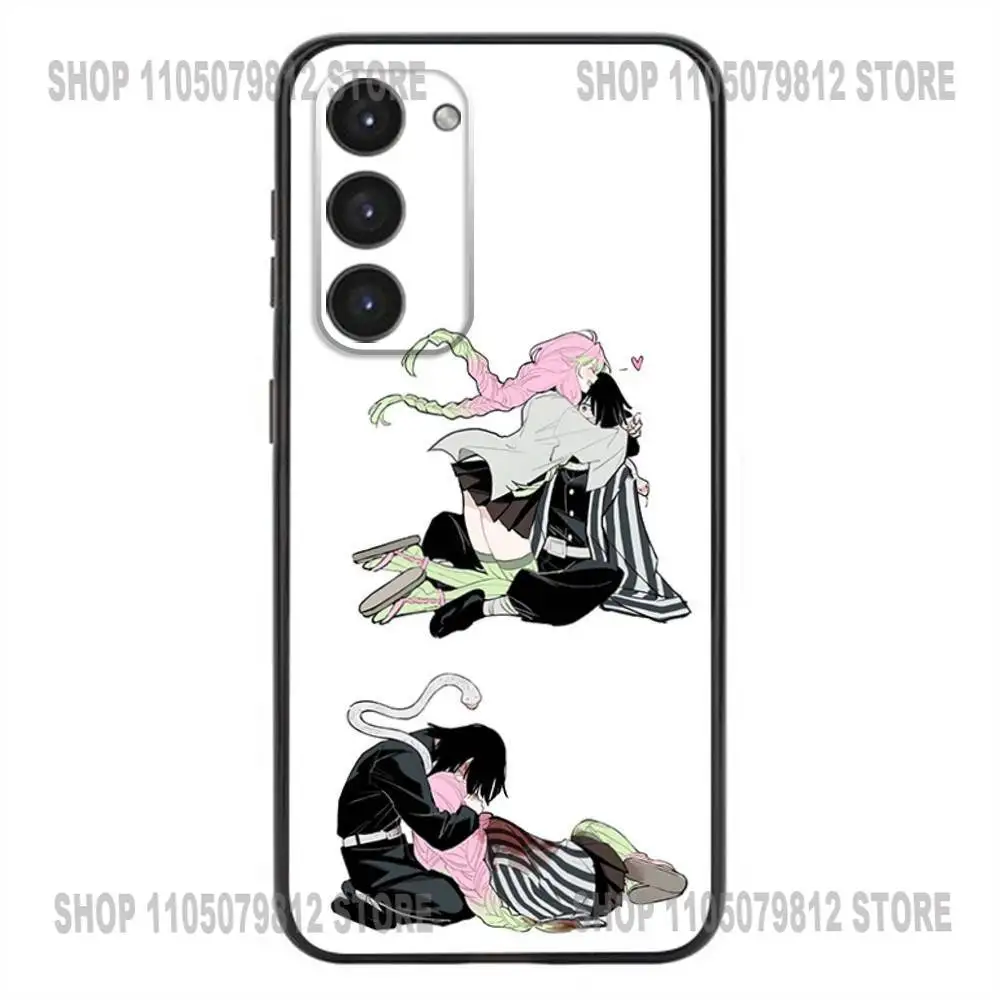 Elegant Mitsuri & Obanai Soft Silicone Black Phone Case