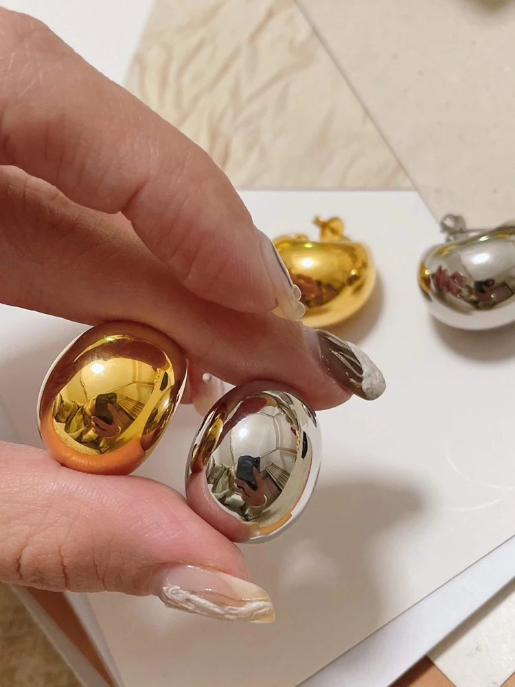 Orb Earrings Gold | Huanzh - Color Ball Earrings Semi-circle