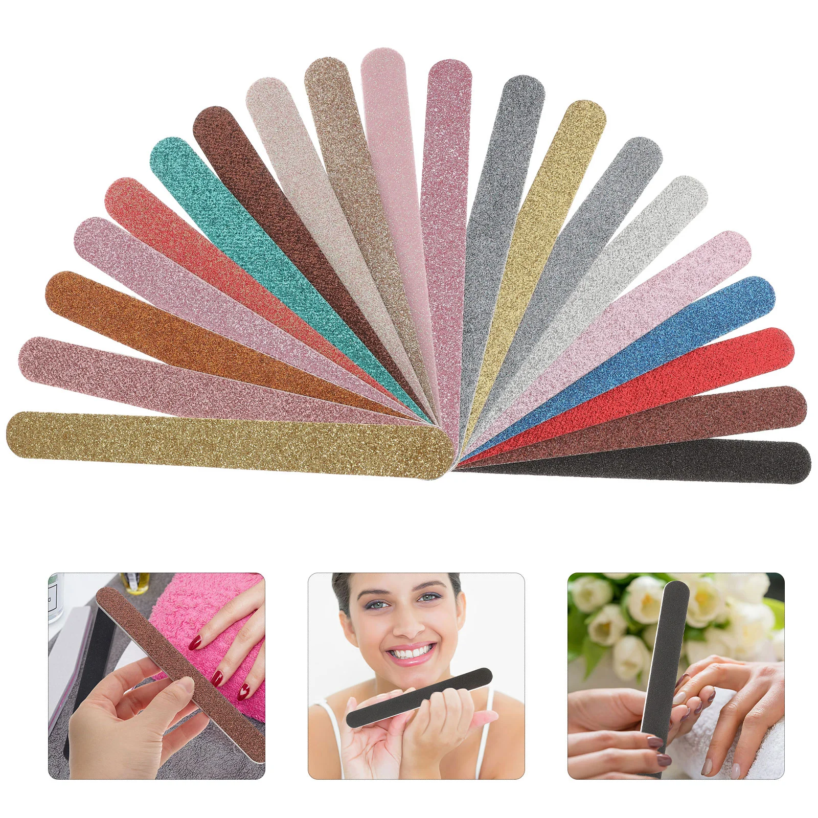 

20Pcs Professional Nail Files Board- Double Sided Glitter Nail Buffering Files Manicure and Pedicure Tool for Fingernail