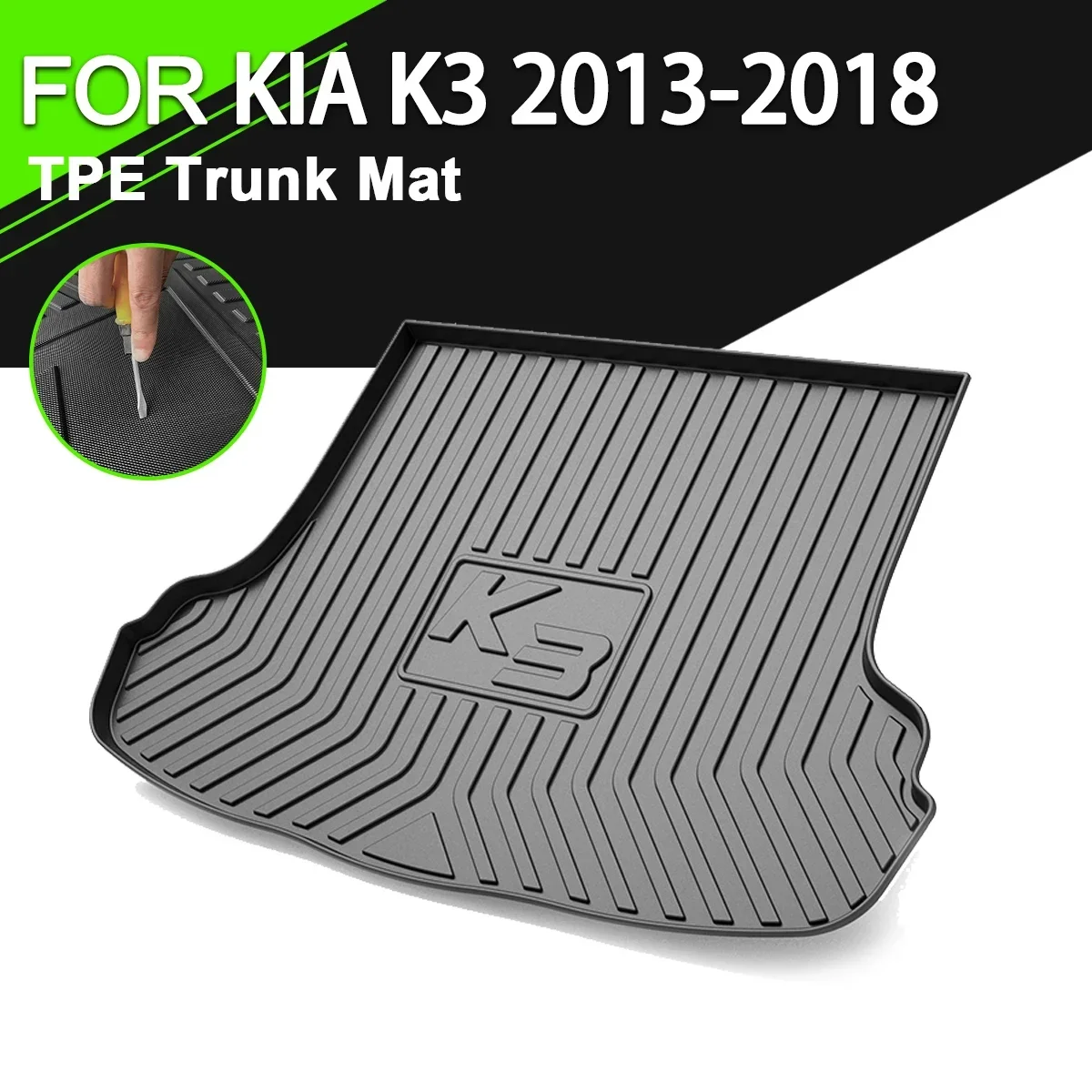 

Car Rear Trunk Cover Mat TPE Waterproof Non-Slip Rubber Cargo Liner Accessories For KIA K3 2013-2018