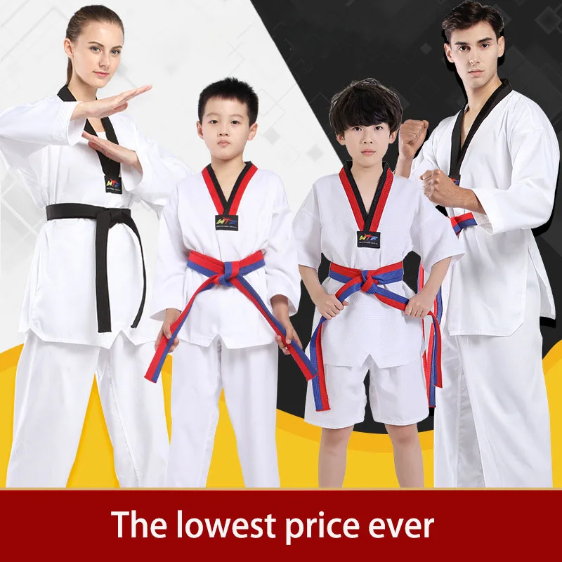 

2021 Big Sale Cotton Taekwondo Uniforms WTF Karate Judo Taekwondo Suit for Children Training Suit for Beginner Adult
