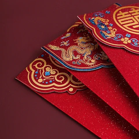 

10/5Pcs Red Envelope Bronzing with Tassel 2022 New Year Red Pocket Spring Festival Wedding Birthday Gift Bag Packaging Box