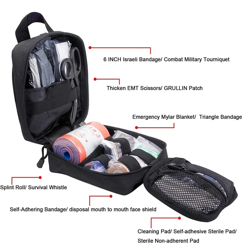 Rhino Rescue First Aid Kit Tactical Molle Pouch Outdoor IFAK Military Bag With Tourniquet Scissors Bandage for Medical Kit Bag