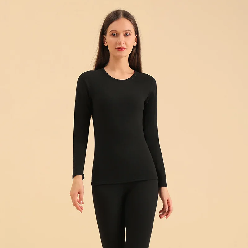 Autumn and Winter New Women's Double-Sided Milled Wool Thermal Underwear Qiu Yi Qiu Pants Female Wool Silk Bottoming Shirt