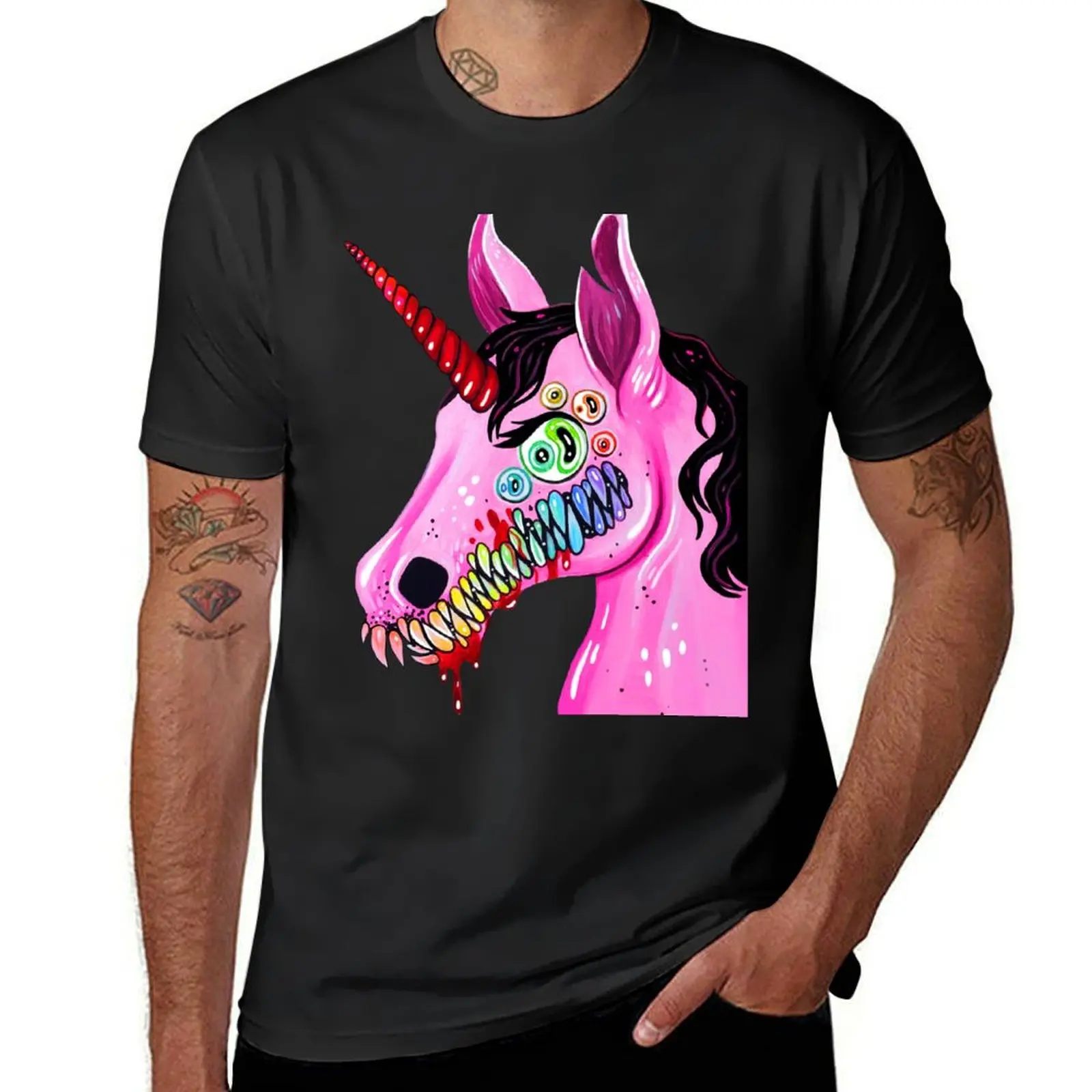 Dark Unicorn T-Shirt hippie clothes tees kawaii clothes plus size tops Men's t-shirt