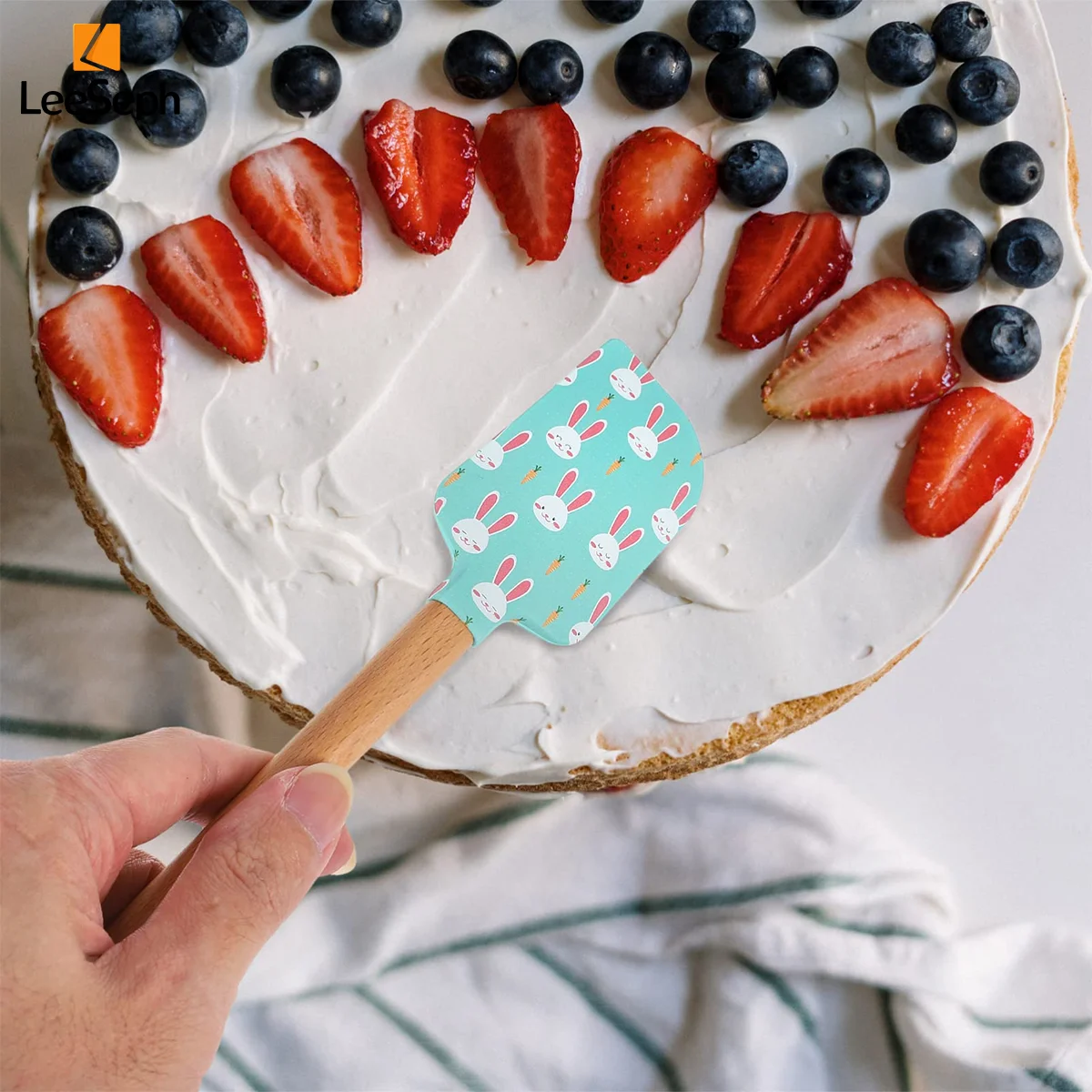 Cute Silicone Baking Spatula Set of 10 Cake Decorating Spatula with Wooden Handle For Kitchen Baking and Christmas