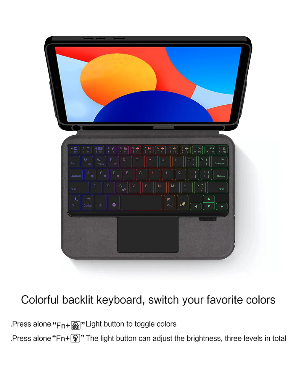 Backlit Touchpad Magic Keyboard For Xiaomi Redmi Pad SE 8.7 Inch Case Cover Wireless Keyboard Arabic Spanish Portuguese