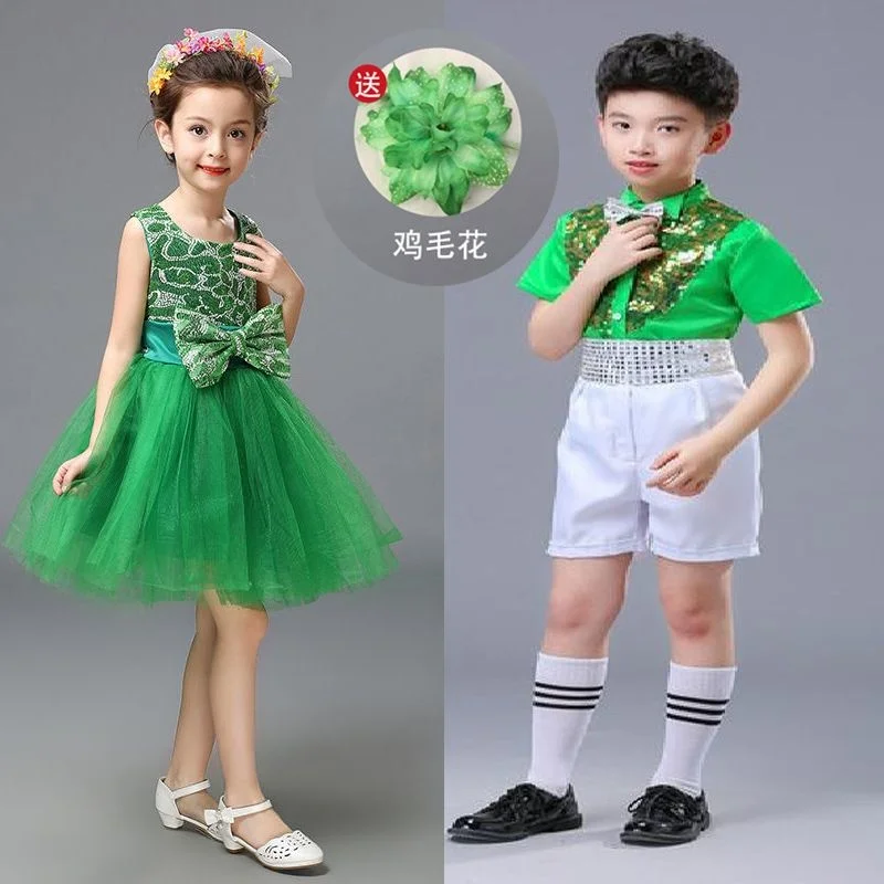 

Children's performance clothing, girls, princess dresses, kindergarten jazz dance sequin costume dresses, sequins,