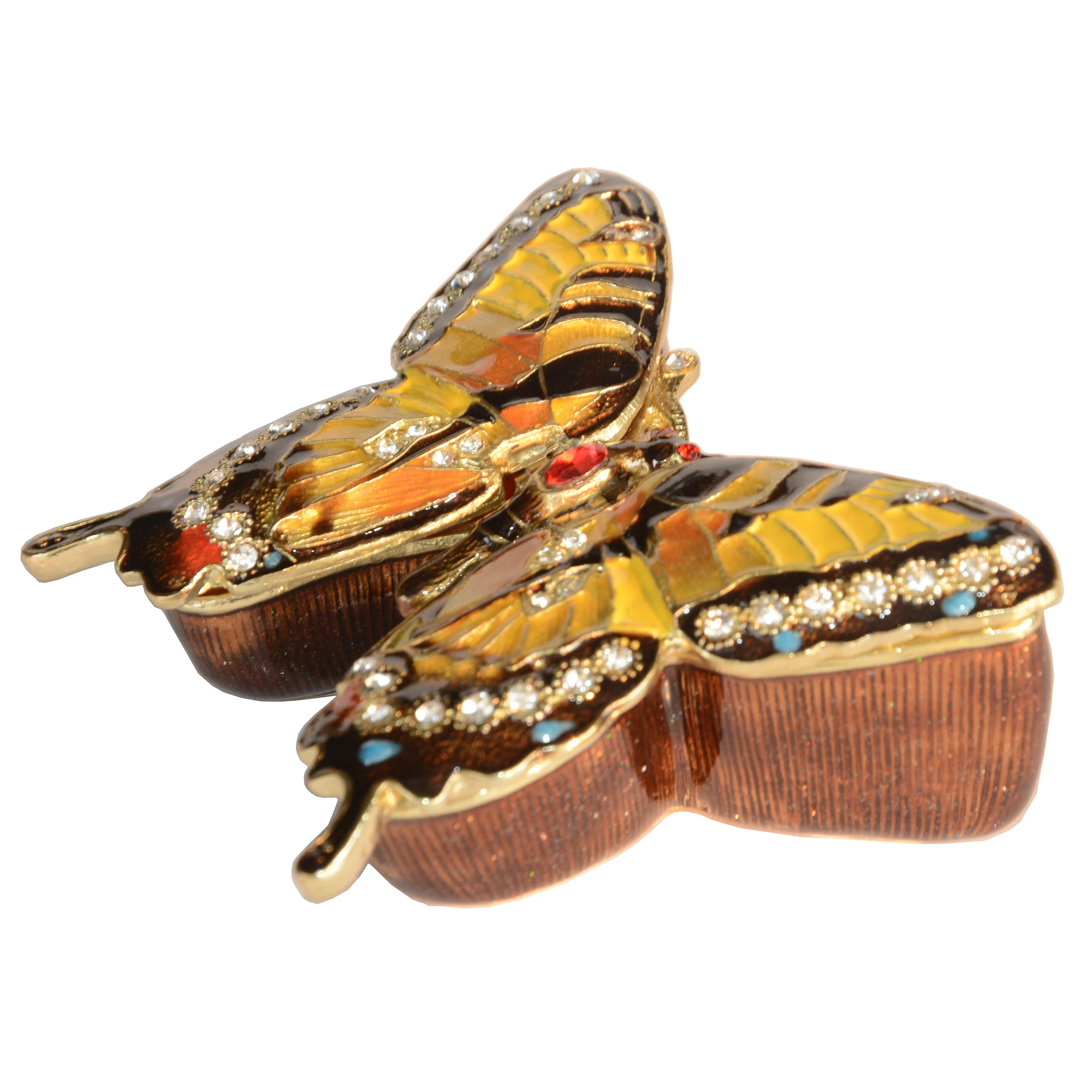 Butterfly Trinket Box, Hinged Enamel, Made with Crystals, Birthday Gifts