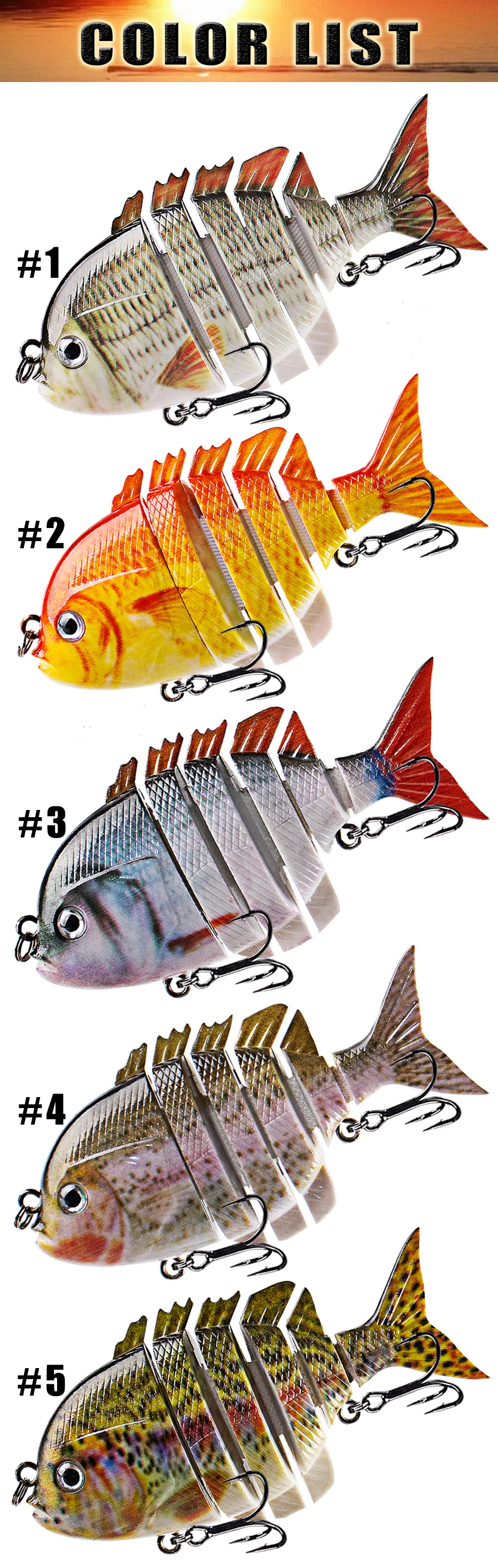 AYWFISH 2,95 Zoll 14G Tilapia Angelköder Multi Jointed Swimbait 6 Segmente Köder Künstlicher Sonnenfisch Harter Köder Fisch Bass Tackle – Detail 12