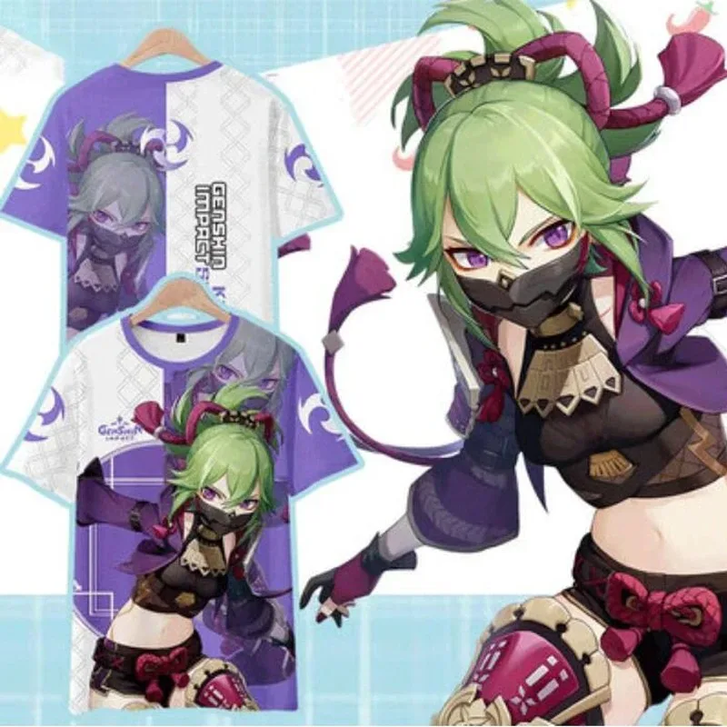 

Genshin Impact Kuki Shinobu 3D Print T Shirt Women Men Summer Fashion Short Sleeve Funny Tshirt Graphic Tees Cosplay Costume