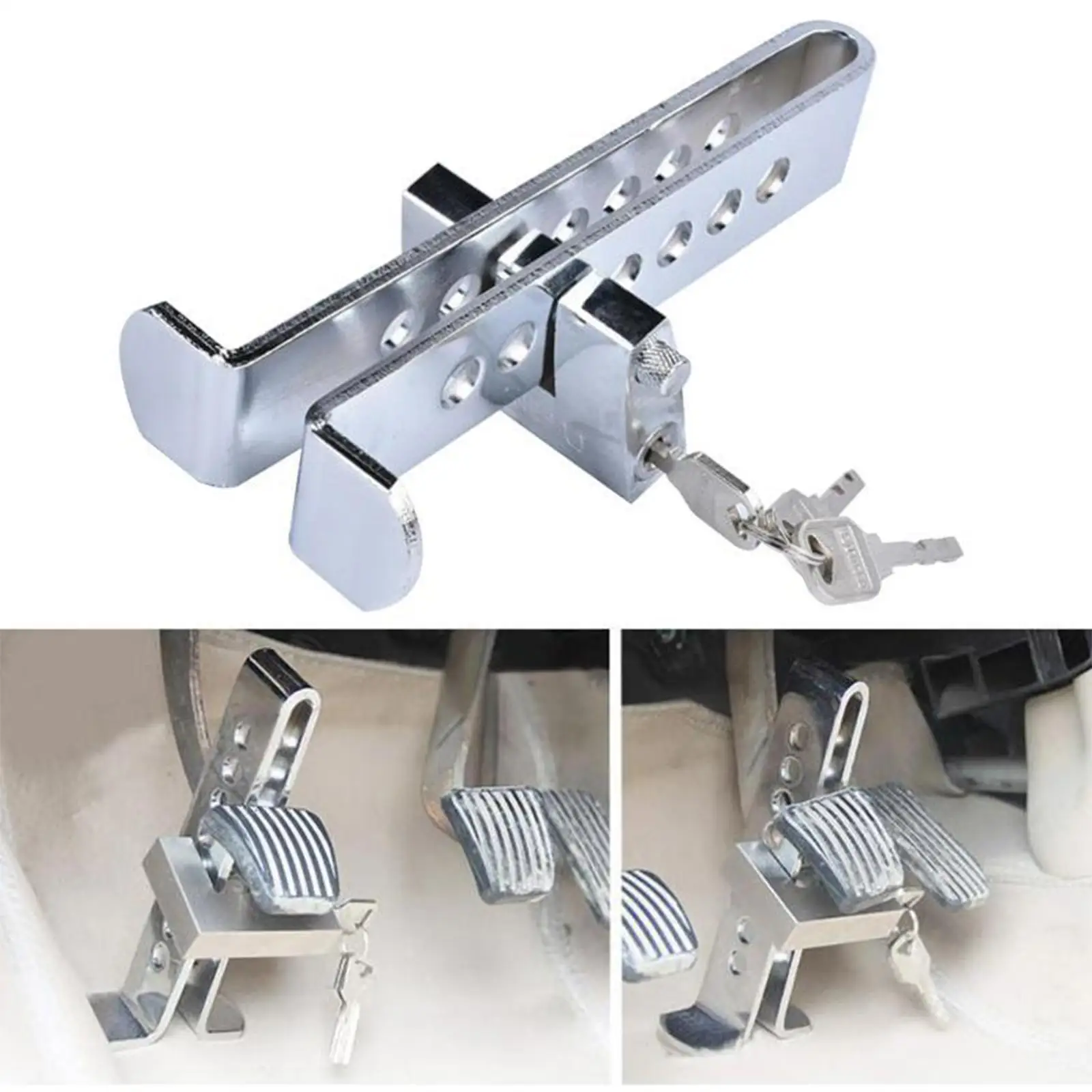 Anti-Theft Auto Brake Clutch Lock, Clutch Pedal Lock with 3 Keys