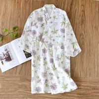 2026 Japanese Spring/Summer Kimono Women's Bathrobe 100% Cotton Crepe Kimono Nightgown Cute Home Robe Bath Robe Robes For Women - Image 5