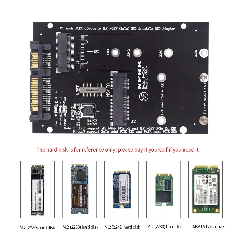 M2 SSD Adapter M.2 NGFF Msata To SATA 3.0 2.5 Converter Riser Card For PC Laptop Add On Card up to 6Gps