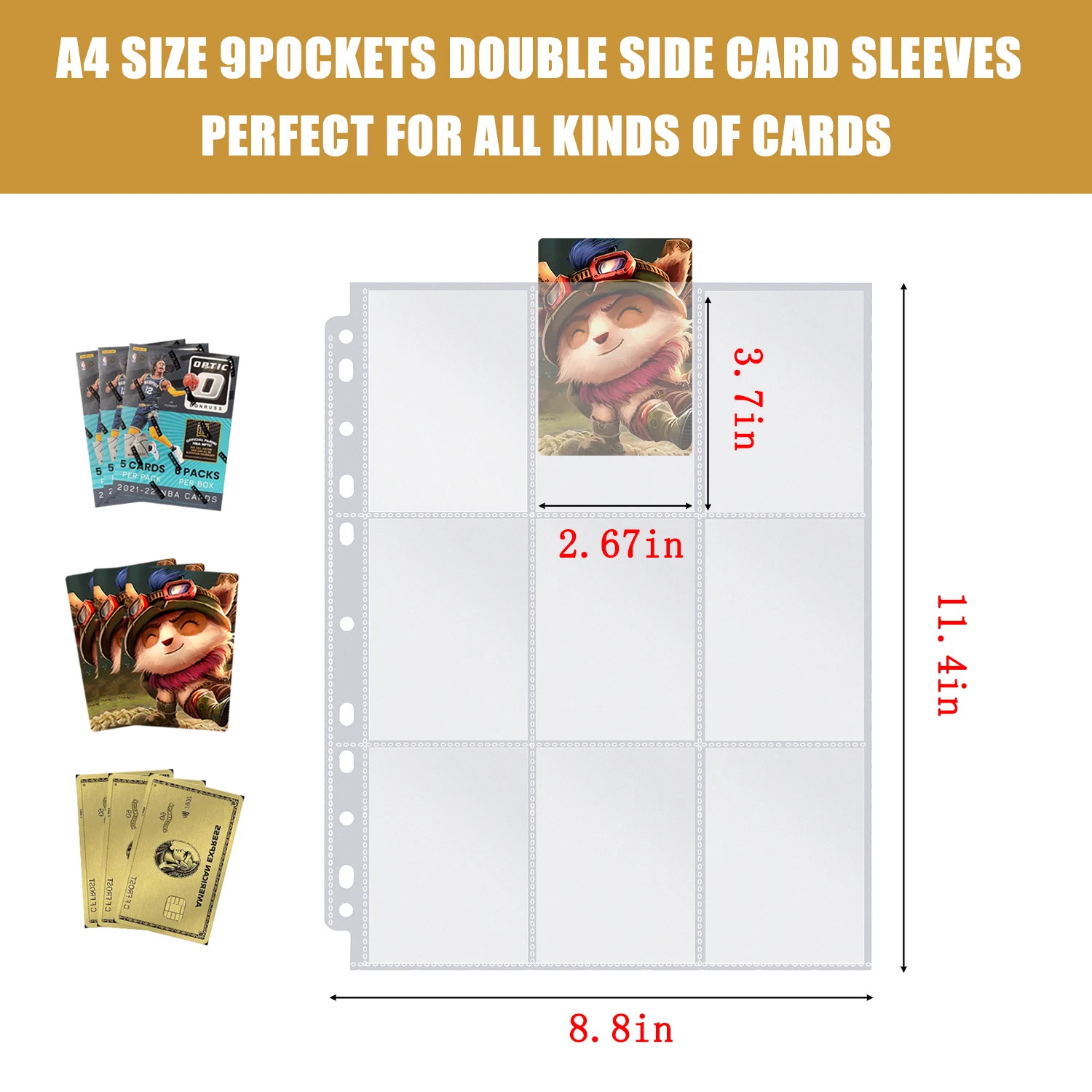 540 Pocket Baseball Card Sleeves  9-Per-Page Plastic Protectors For Sports Cards  Baseball Card Protector