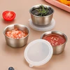 1/6pcs 40ML Salad Dressing Container Sauce Dishes Portable Stainless Steel Small Sauce Cup With Leakproof Lids Dipping Cups 3