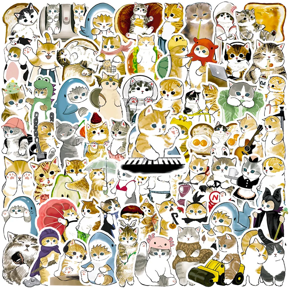 10/30/50/100pcs Kawaii Cat Cartoon Stickers Funny Decal for Kids Toy ...