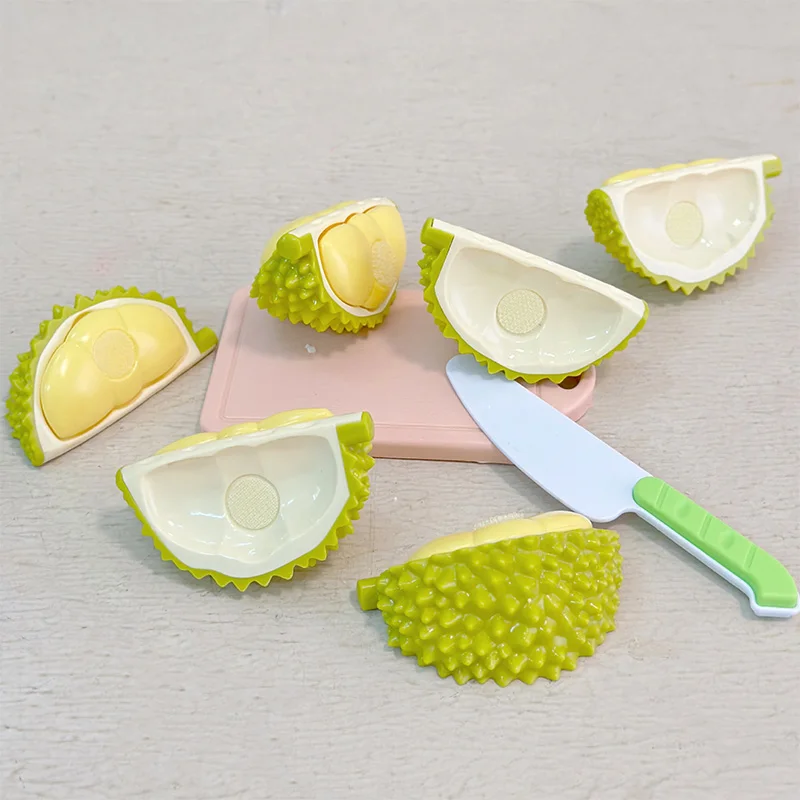 Fun Cutting Food Fruit Durian Pretend Play House Set for Kid Educational Early Basic Skill Development Sensory Kitchen Toy Game