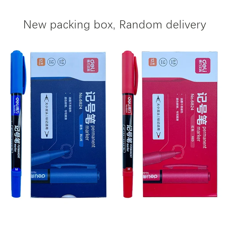3Pc Permanent Markers Black Blue Red Double Headed Marker Pen for Paper Steel CD Glass Fabric Paint Marking Office School Supply 6
